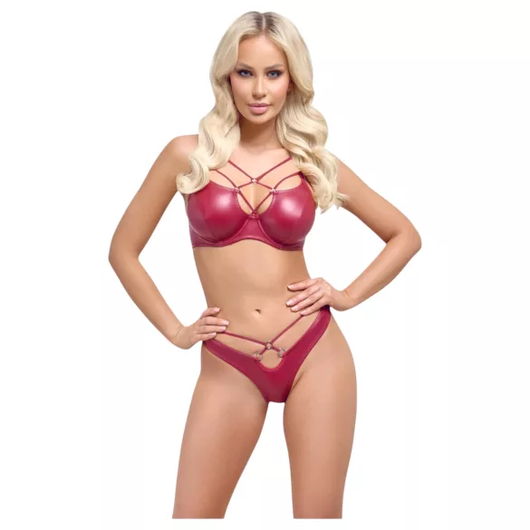 Cottelli Party - bh-set med glanseffekt - röd - 85B/L