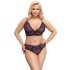 Cottelli Plus Size - transparent mönstrad BH-set (lila)