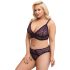 Cottelli Plus Size - transparent mönstrad BH-set (lila)