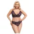 Cottelli Plus Size - transparent mönstrad BH-set (lila) - 2XL