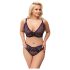 Cottelli Plus Size - transparent mönstrad BH-set (lila) - 2XL