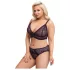 Cottelli Plus Size - transparent mönstrad BH-set (lila) - 2XL