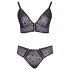Cottelli Plus Size - transparent mönstrad BH-set (lila) - 2XL