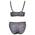 Cottelli Plus Size - transparent mönstrad BH-set (lila) - 2XL