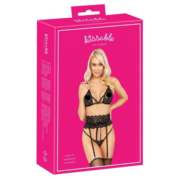 Kyssvänlig - midjeband BH-set (svart) - L/XL
