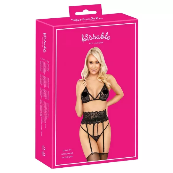Kyssvänlig - midjeband BH-set (svart) - L/XL