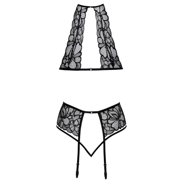 Kyssbar spets-bh set med halsband (svart) - L/XL