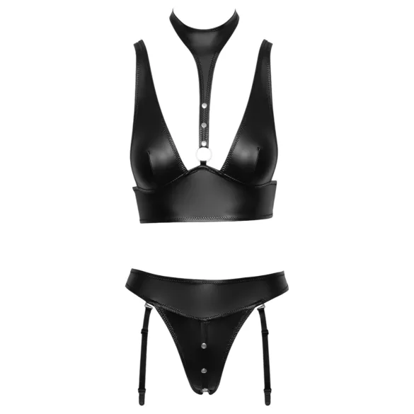 Cottelli Bondage - glänsande behåset med handbojor (svart) - M