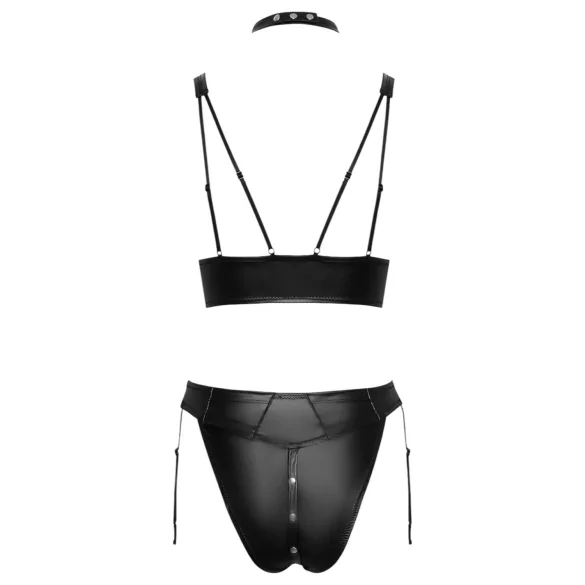 Cottelli Bondage - glänsande behåset med handbojor (svart) - M