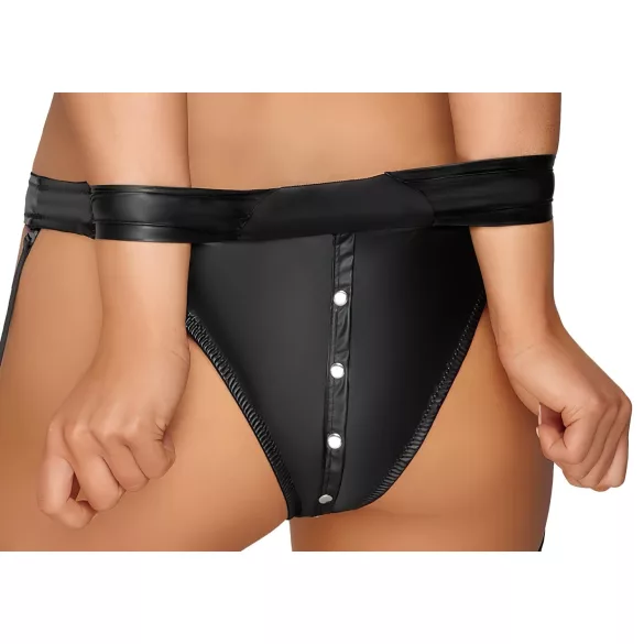 Cottelli Bondage - glänsande behåset med handbojor (svart) - M