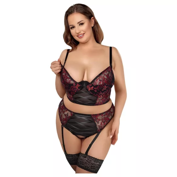 Cottelli Plus Size - justerbar bh-set (röd) - 90C/XL