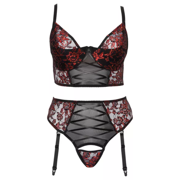 Cottelli Plus Size - justerbar bh-set (röd) - 90C/XL
