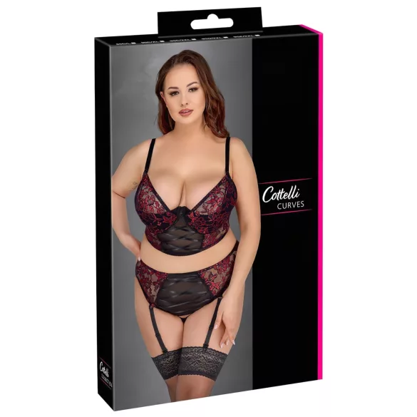 Cottelli Plus Size - justerbar bh-set (röd) - 90C/XL