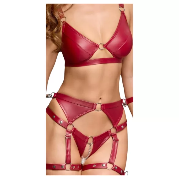 Cottelli Bondage - glänsande bh-set med armmanschetter (röd)