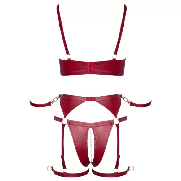 Cottelli Bondage - glänsande bh-set med armmanschetter (röd)