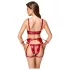 Cottelli Bondage - glänsande bh-set med armmanschetter (röd) - M