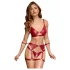 Cottelli Bondage - glänsande bh-set med armmanschetter (röd) - L
