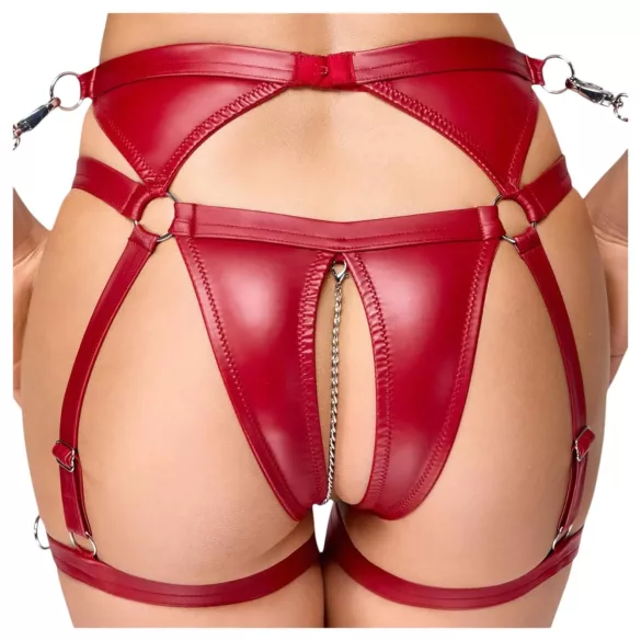 Cottelli Bondage - glänsande bh-set med armmanschetter (röd) - L