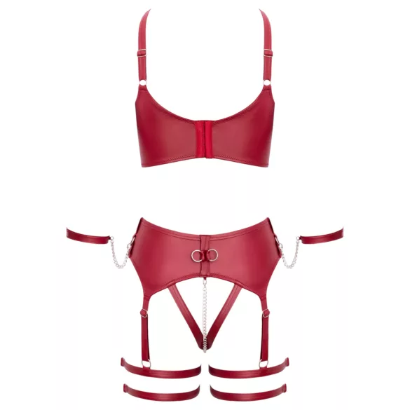 Cottelli Bondage - bh-set med korsband - röd - L