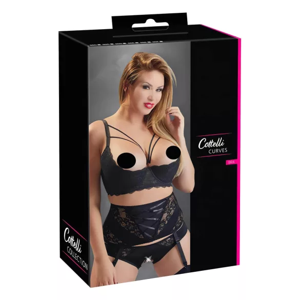 Cottelli Plus Size - bygel-bh med remmar - lyftande - svart
