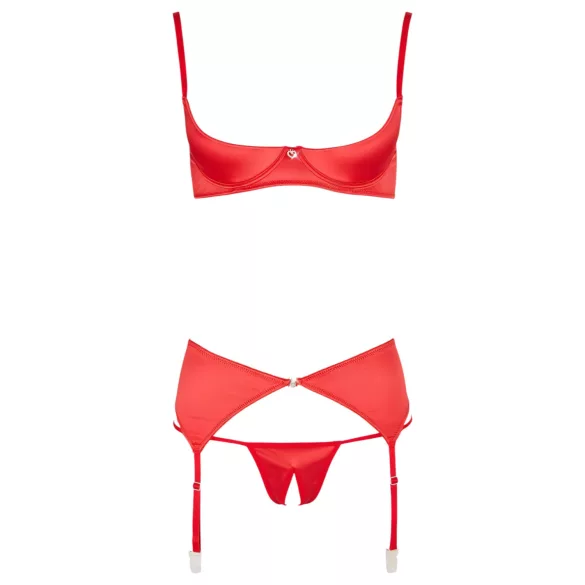 Cottelli - öppen bh-set med hjärtform - röd - 80C/M