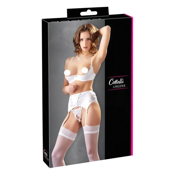 Cottelli - Snörad, spetsig bystlyft set (vit) - 85B/L