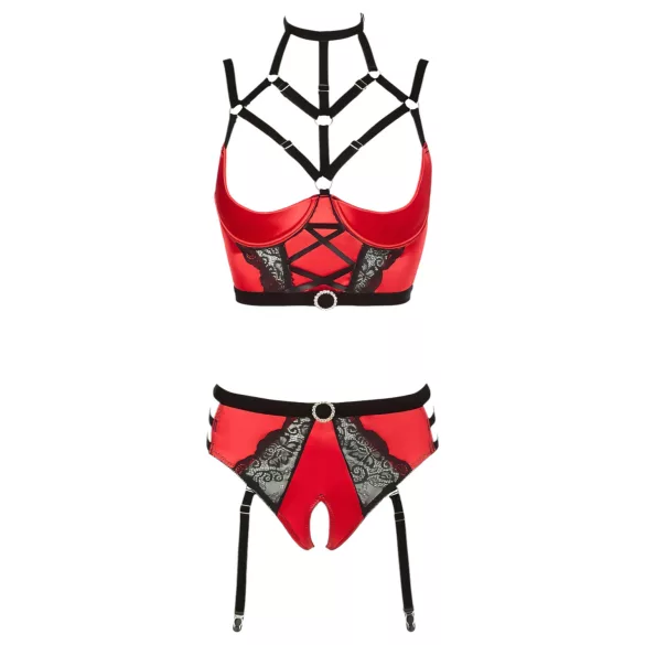 Abierta Fina - ringar bh-set (röd)