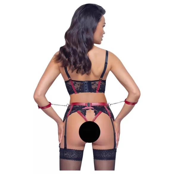 Cottelli Bondage - bh-set med spets och matt yta - röd - L