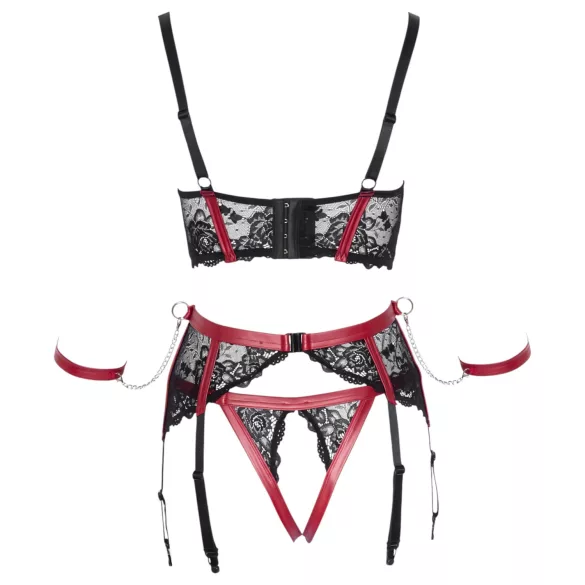 Cottelli Bondage - bh-set med spets och matt yta - röd - XL
