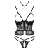 Abierta Fina - öppen stringtrosa och korsett (svart)