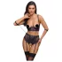 Cottelli Bondage - bh‑set med armbojor (svart‑lila) - XL