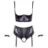 Cottelli Bondage - bh‑set med armbojor (svart‑lila) - XL