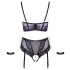 Cottelli Bondage - bh‑set med armbojor (svart‑lila) - XL
