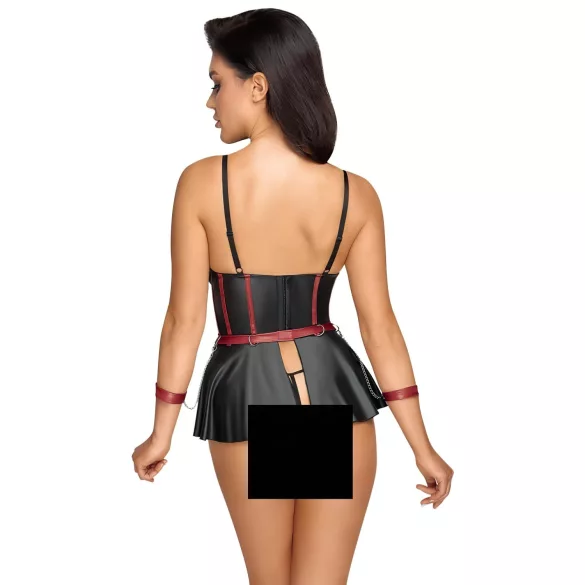 Cottelli Bondage - glansigt set med handbojor - svart - 80B/M