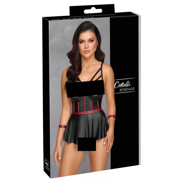 Cottelli Bondage - glansigt set med handbojor - svart - 85B/L