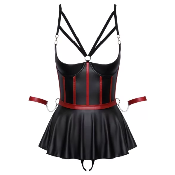 Cottelli Bondage - glansigt set med handledsmanschetter (svart) - 85B/L