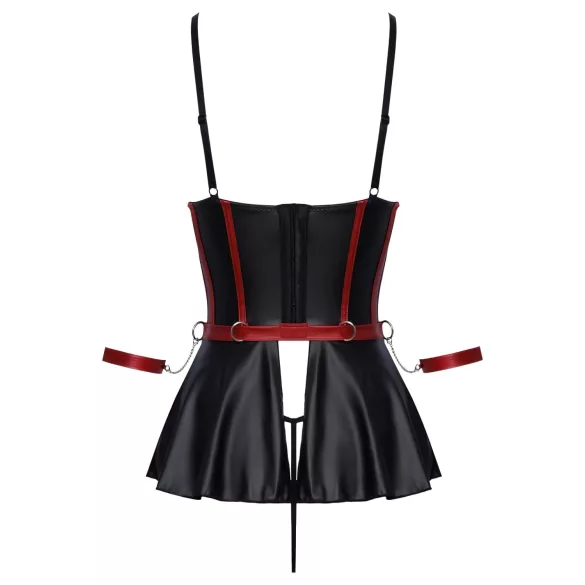Cottelli Bondage - glansigt set med handledsmanschetter (svart) - 85B/L