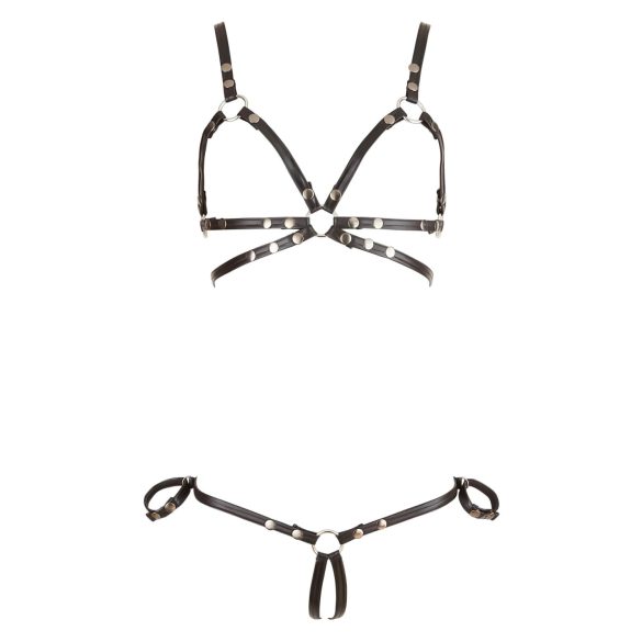 Cottelli Bondage - kroppsselar bikini - glänsande dekor - svart - M