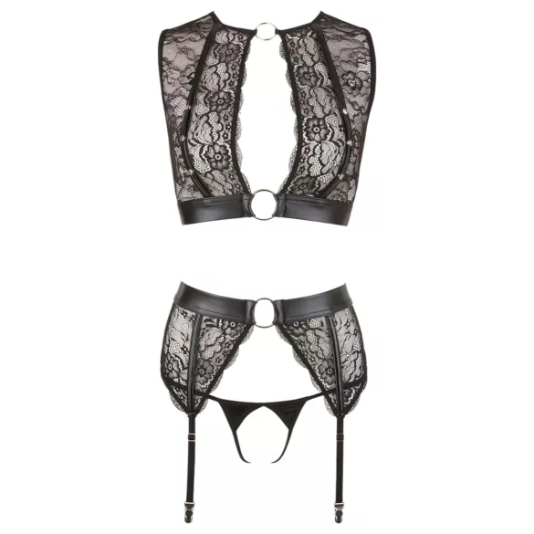Cottelli Bondage - spetsunderklädesset med handbojor (4‑delars)