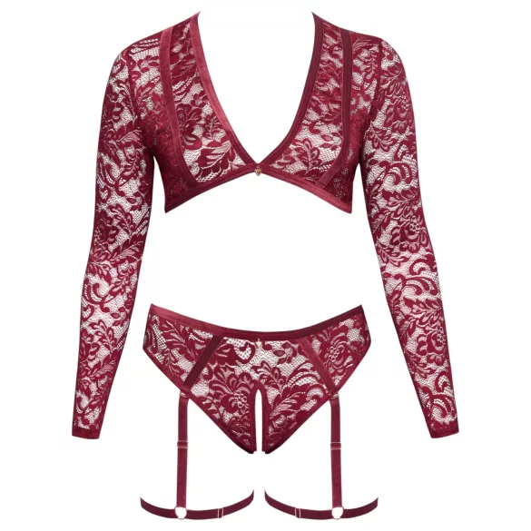 Cottelli Curves - spetsset med lång ärm - röd - 3XL