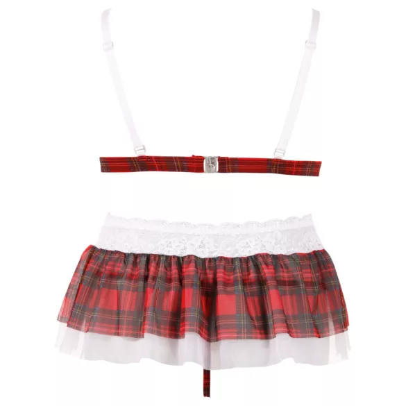 Cottelli - sexig skoluniform - bh set - vit röd - L