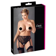   Cottelli Plus Size - spetsstrumpbyxor med strumpeband (svart) - XXXXL