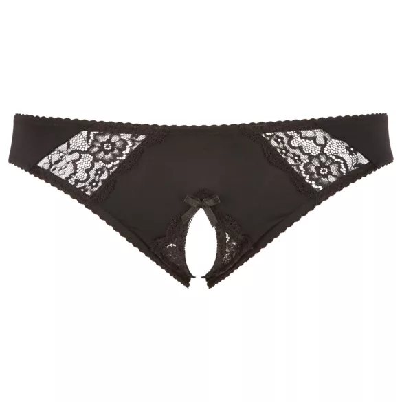 Cottelli Plus Size - spetsiga öppna trosor (svarta) - XL