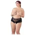 Cottelli Plus Size - öppen trosa med spets och pärlor - svart
