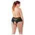 Cottelli Plus Size - öppen trosa med spets och pärlor - svart - 3XL