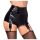 Noir - glansiga hotpants med strumpeband (svart) - M