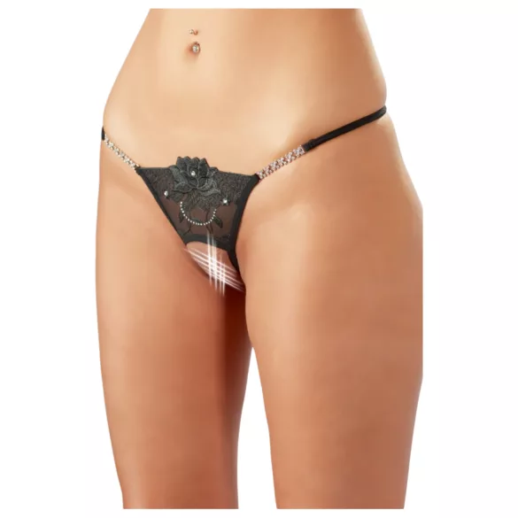 Cottelli - öppen stringtrosa - glittrande blomma - M/L
