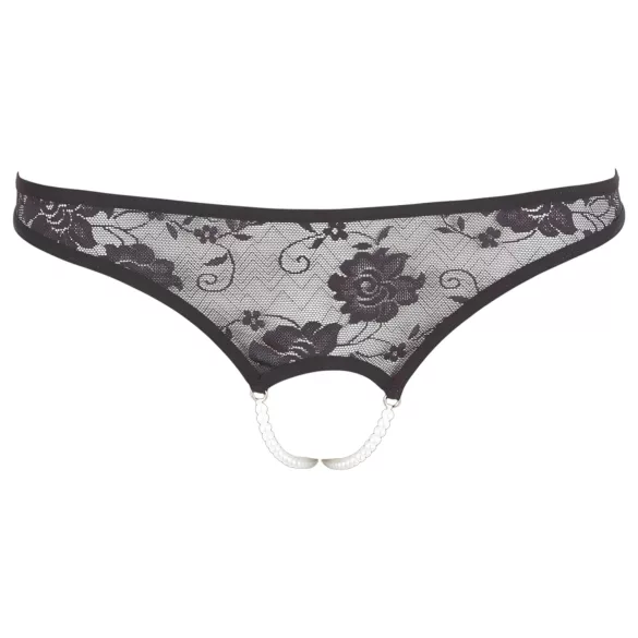 Cottelli - öppna stringtrosor med pärlor - spets - svart