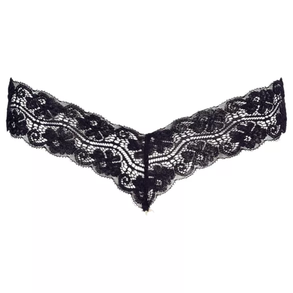 Cottelli - stringtrosor med dubbla pärlor - spets - svart - M