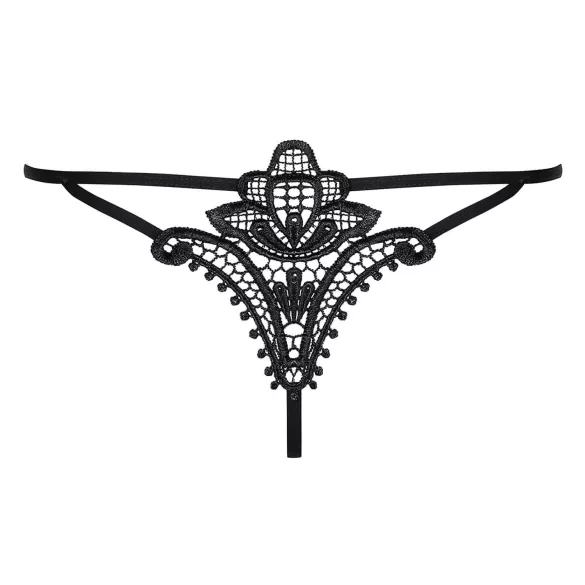 Obsessive Luiza - stringtrosa med blommotiv - svart